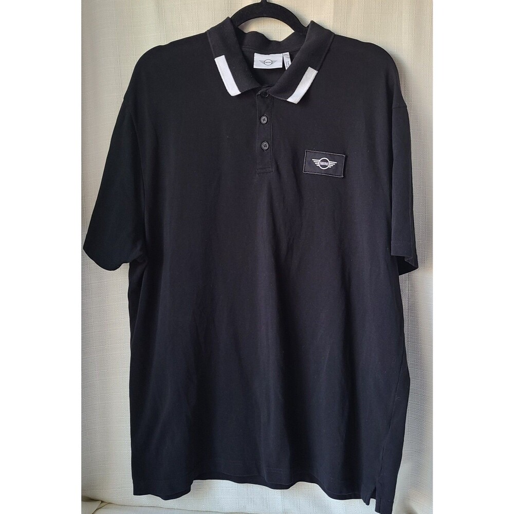 MINI Cooper BMW Polo Shirt Mens XXL Black Logo Short Sleeve Cotton Portugal